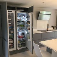 fridge freezer in kitchen
